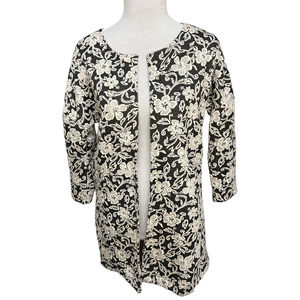 Lungo L'Arno Italy Black Jacquard Open Front Cardigan Jacket, Size M
